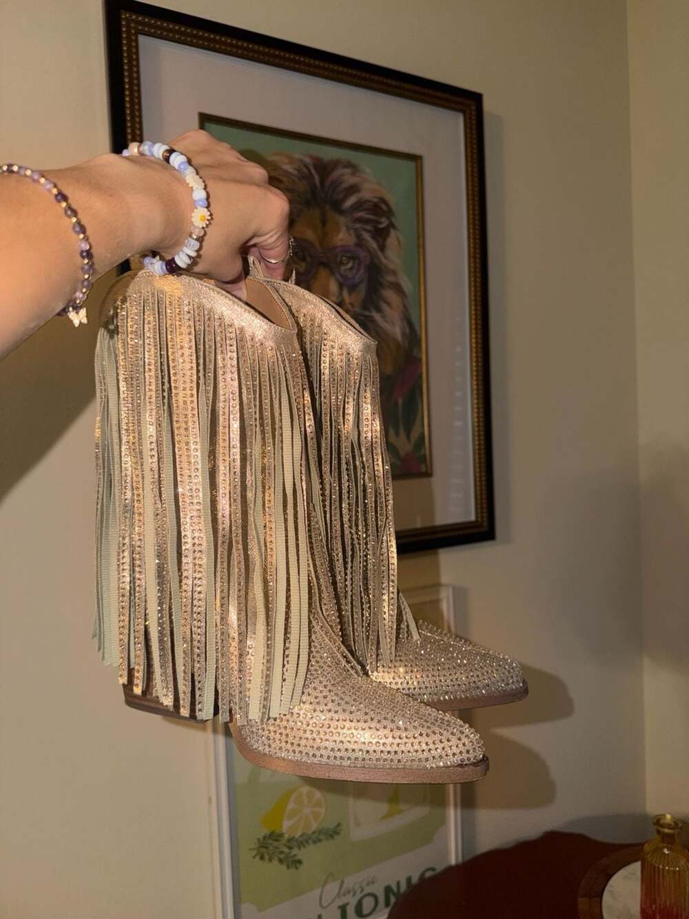 Jessica Simpson Paredisa Rhinestone Fringe Cowboy Booties - Picture 8 of 12